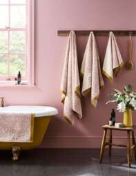 William Morris At Home Strawberry Thief Pure Cotton Towel Light Pink Mix