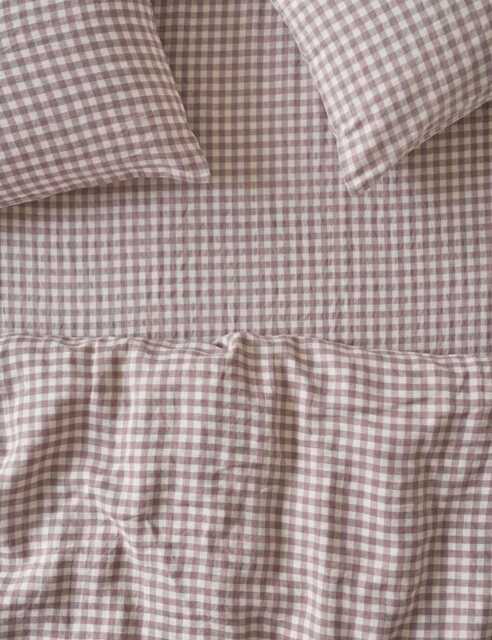 Piglet In Bed Linen Rich Gingham Fitted Sheet Pink Mix