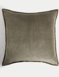 M&S Pure Cotton Velvet Large Cushion Dusty Green