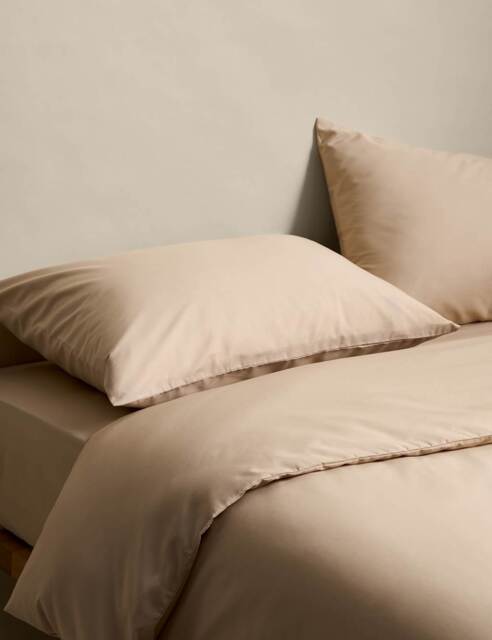 M&S Stay Cool Lyocell Rich Bedding Set Biscuit
