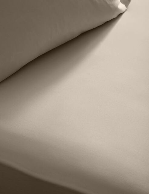 M&S X Fired Earth Washed Cotton Extra Deep Fitted Sheet Malm