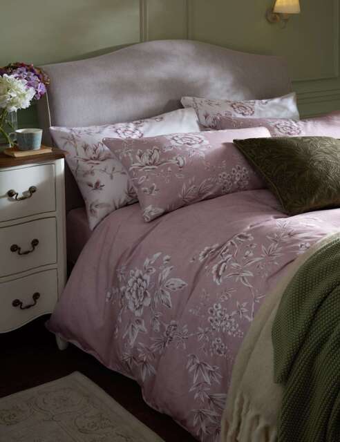 Laura Ashley 2 Pack Pure Cotton Rowsham Garden Pillowcases Pink Mix
