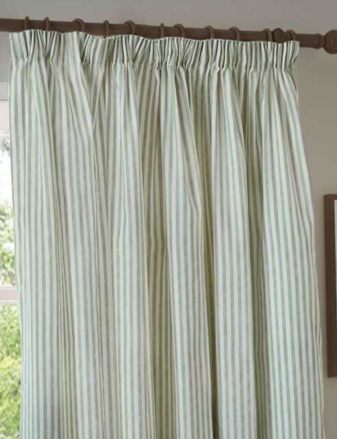 YARD Hebden Pure Cotton Striped Curtains Green Mix