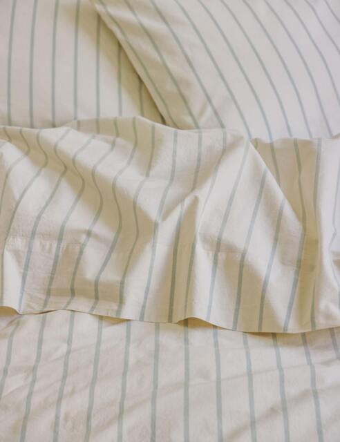 Piglet In Bed Pure Cotton Striped Flat Sheet Beige Mix