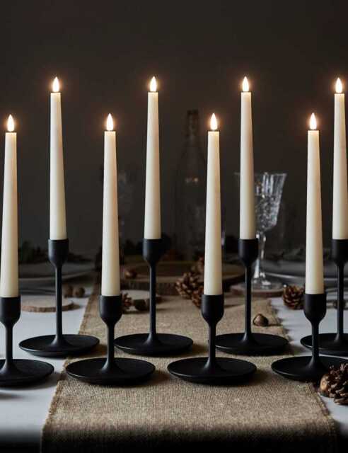 Lights4fun Set of 8 TruGlow® Taper LED Candles Ivory