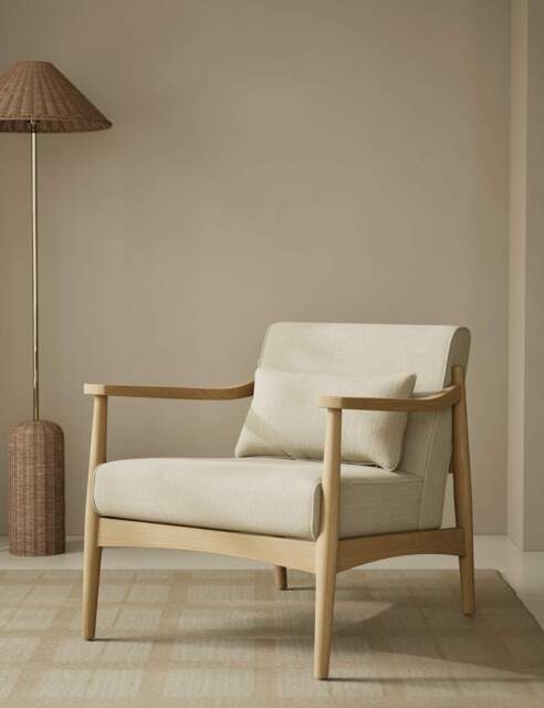 Gallery Direct Sherwood Light Oak Chenille Accent Chair Natural