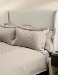M&S X Kelly Hoppen Pure Cotton Jacquard Striped Bedding Set Taupe