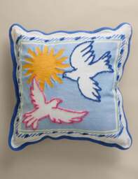 M&S Pure Cotton Dolce Vita Bird Outdoor Cushion Blue Mix