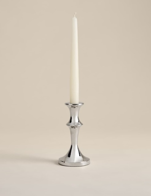 M&S Chrome Dinner Candle Holder Chrome