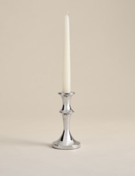 M&S Chrome Dinner Candle Holder Chrome