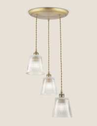 Laura Ashley Callaghan Glass 3 Light Pendant Antique Brass