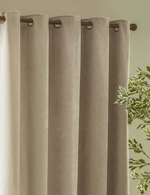 YARD Chenille Velvet Eyelet Curtains Nude