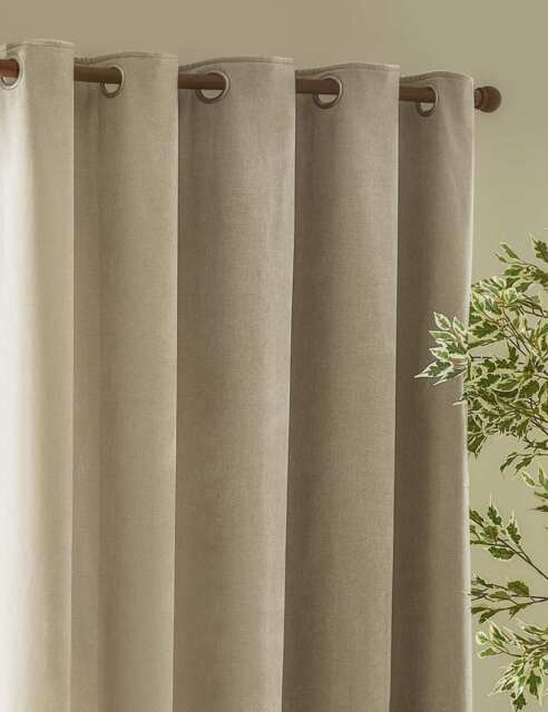 YARD Chenille Velvet Eyelet Curtains Nude