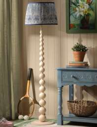 Joules Home Lighting Harewood Wood Bobbin Floor Lamp Beige