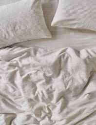 Piglet In Bed Pure Linen Striped Duvet Cover Oatmeal Mix