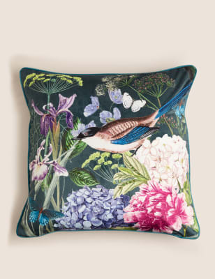 M&S Collection Bird Floral Embellished Cushion - Pink Mix, Pink Mix