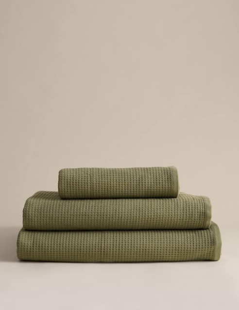 M&S Pure Cotton Reverse Waffle & Terry Towel Fern