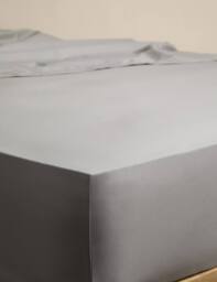 M&S Egyptian Cotton 230 Thread Count Crisp Fitted Sheet Marble
