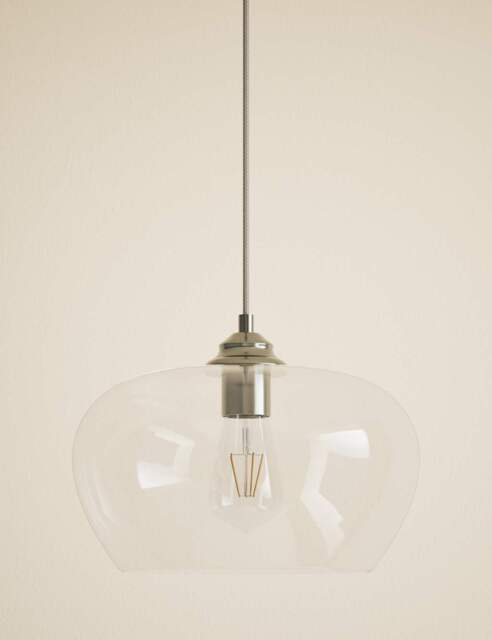 M&S Clear Glass Oval Shape Pendant Light Clear