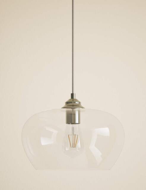 M&S Clear Glass Oval Shape Pendant Light Clear