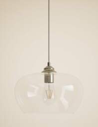 M&S Clear Glass Oval Shape Pendant Light Clear