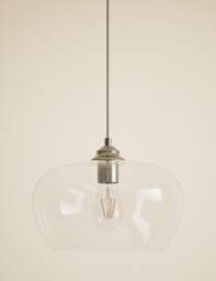 M&S Clear Glass Oval Shape Pendant Light Clear