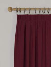 M&S Brushed Pencil Pleat Blackout Thermal Curtains Dark Red