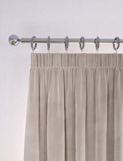 M&S Velvet Pencil Pleat Curtains Champagne