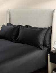 M&S X Kelly Hoppen 500 Thread Count Pure Cotton Sateen Bedding Set Black