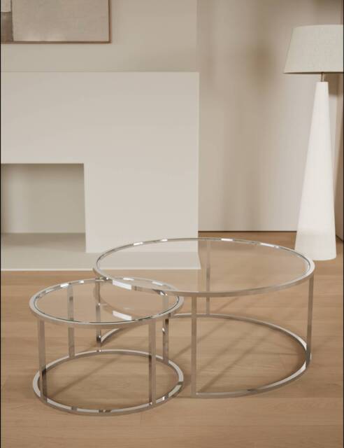 Gallery Direct Milan Metal & Glass Nest of Tables Silver