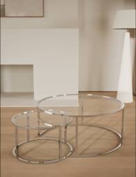 Gallery Direct Milan Metal & Glass Nest of Tables Silver