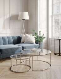 Gallery Direct Milan Metal & Glass Nest of Tables Silver