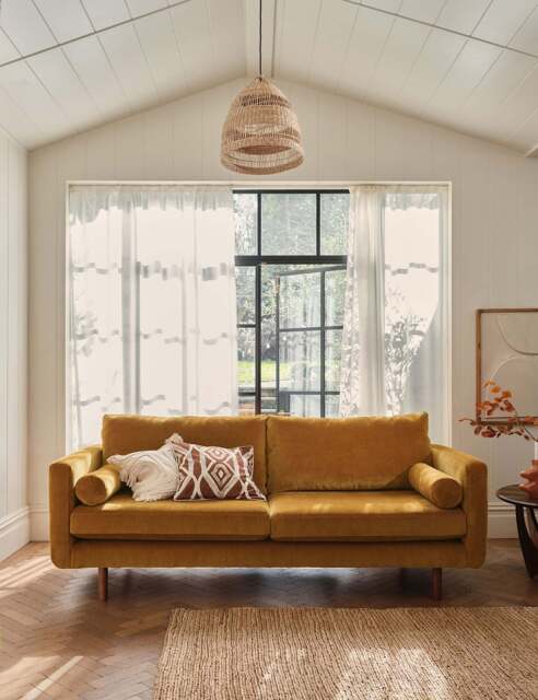 BARKER AND STONEHOUSE Moore Chenille Large 3 Seater Sofa Yellow