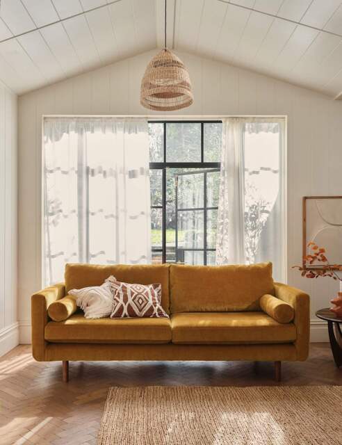 BARKER AND STONEHOUSE Moore Chenille Large 3 Seater Sofa Yellow