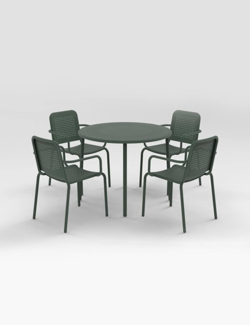 Royalcraft Porto 4 Seater Round Garden Table & Chairs Olive