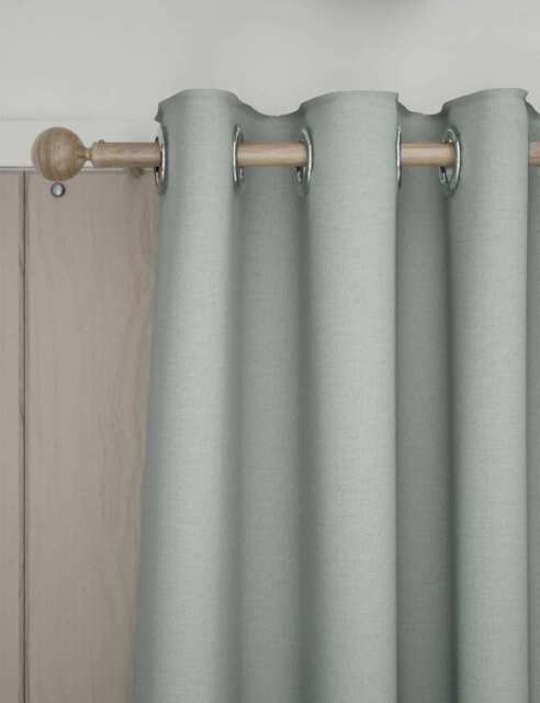 M&S Brushed Eyelet Blackout Thermal Curtains Grey