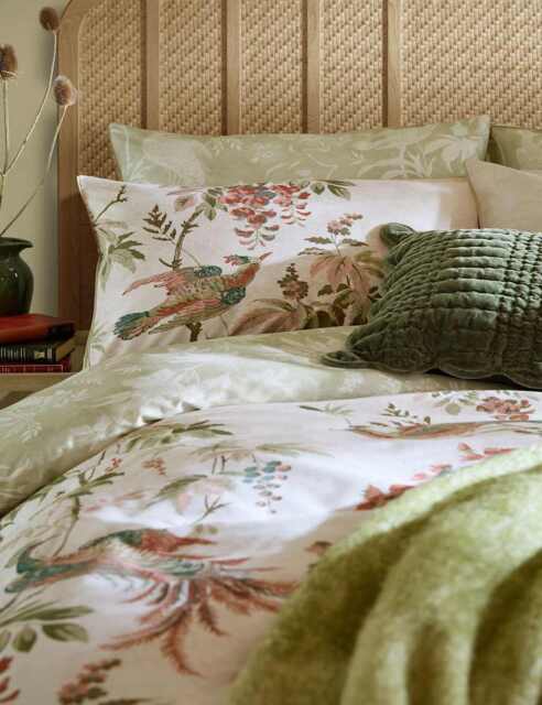 Laura Ashley 2 Pack Pure Cotton Attleton Pillowcases Green Mix