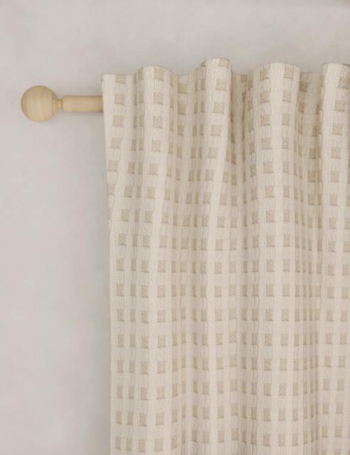 M&S Chenille Gingham Multiway Blackout Curtains Natural