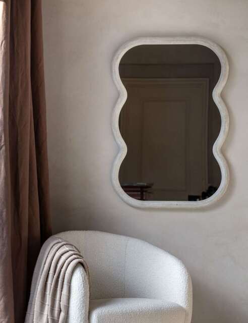 Gallery Direct Como Wooden Curved Rectangle Wall Mirror White