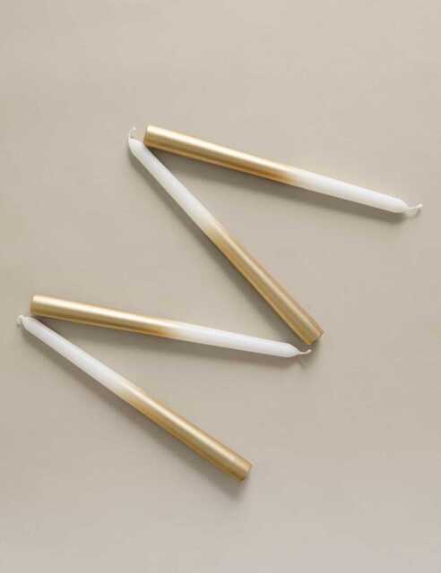 M&S Set of 4 Metallic Ombre Dinner Candles Gold Mix