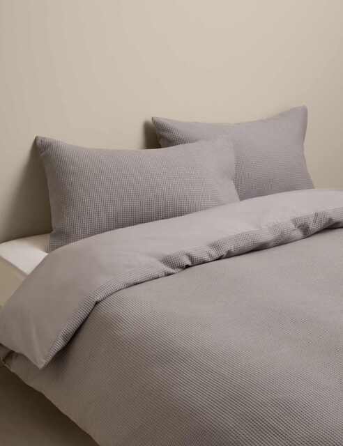 M&S Washed Cotton Waffle Bedding Set Marble