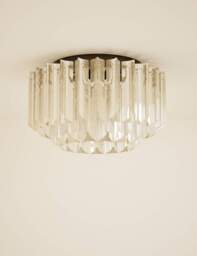 M&S Faceted Glass 2 Ring Flush Ceiling Light Champagne
