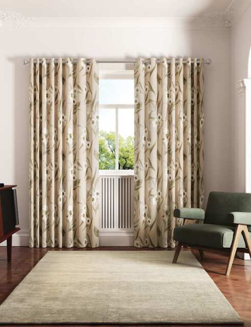 Ted Baker Cabana Lined Eyelet Curtains Cream