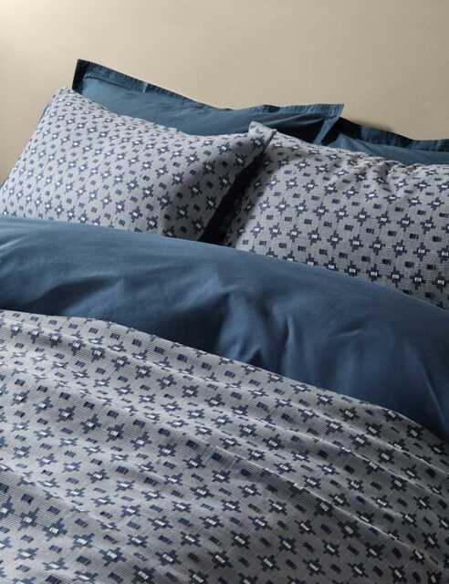 M&S X Fired Earth Kanbina Dobby Jacquard Pure Cotton Bedding Set Under The Waves
