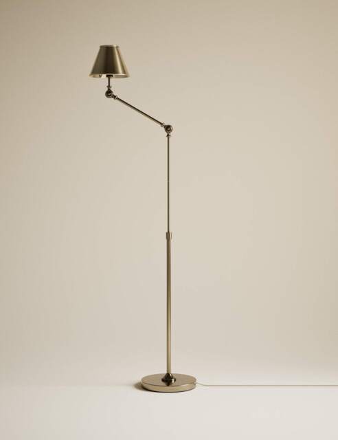M&S Brass Hat Adjustable Floor Lamp Antique Brass