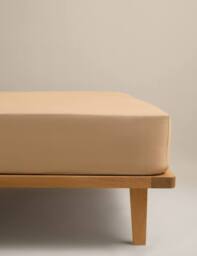 M&S Egyptian Cotton 230 Thread Count Crisp Fitted Sheet Biscuit