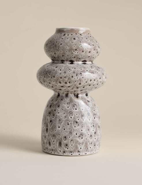 M&S Spot Reactive Glaze Ceramic Vase Natural