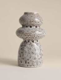 M&S Spot Reactive Glaze Ceramic Vase Natural