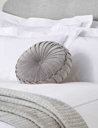 Laura Ashley Rosanna Velvet Round Pleated Cushion Grey