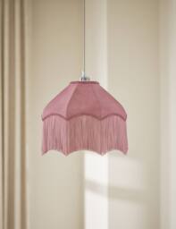 M&S Fringed Velvet Lamp Shade Pink